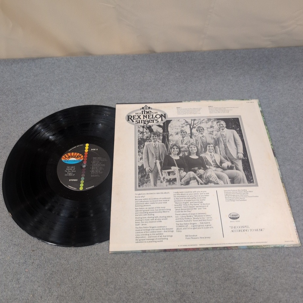 The Rex Nelon Singers The Sun's Coming Up Vinyl LP Canaan Records CAS-9823 1977 - Picture 2 of 2